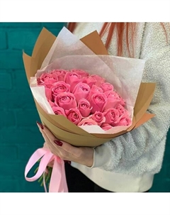 Букет из 25 розовых роз Цветы мишки