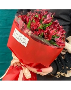 Букет из 13 красных альстромерий Цветы мишки