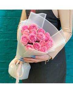 Букет из 15 розовых роз Цветы мишки