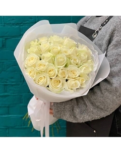 Букет из 27 белых роз Цветы мишки