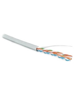 Кабель витая пара U/UTP 5e кат. 4 пары UUTP4R-C5E-S24-IN-LSZH-GY-305 24AWG(0.51 мм), медь, одножильный (solid), внутренний, LSZH, нг(C)-HF Hyperline