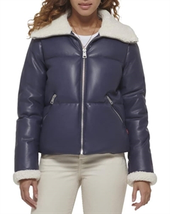 Женская куртка-пуховик Breanna из искусственной кожи с воротником из овчины, темно-синий Levi's®