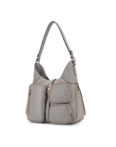 Daphne крокодиловая тисненая веганская кожаная сумка через плечо, светло-серый Mkf collection by mia k.