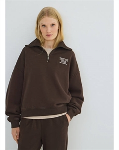 Толстовка с воротником-стойкой на молнии, Коричневый Ostin