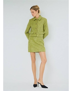 Мини-юбка из твида с пайетками, Зеленый Ostin