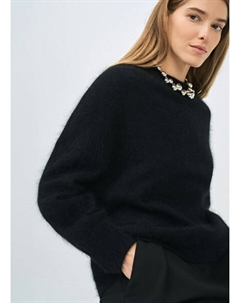 Джемпер оверсайз из пряжи с ангорой, Черный Ostin