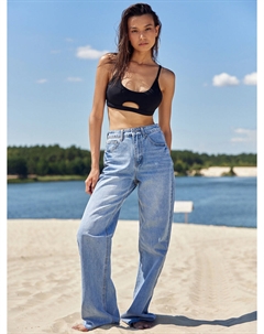 Брюки женские джинсовые wide leg fit голубые Mark formelle