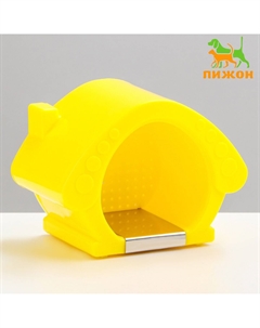 Домик для грызунов, 13.5×9×10.5 см, охлаждающий, пластик, желтый Пижон