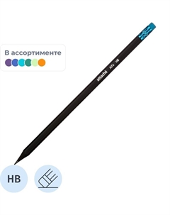 Карандаш чернографитный НВ с ластиком Alfa заточенный шестигранный Attache