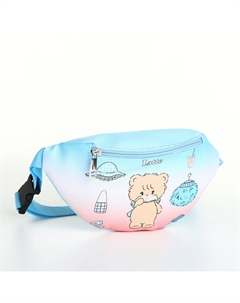 Сумка поясная детская для девочки на молнии, голубая, розовая Nobrand