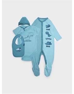 Комплект трикотажный боди комбинезон нагрудник чепчик Playtoday