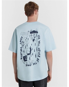 Футболка мужская голубая с принтом и надписью Mark formelle