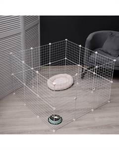 Вольер, 210×210×35 см, 24 секции, звено 35×35 см, металл, белый Пижон