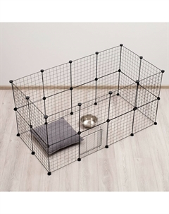 Вольер, 210×210×35 см, 24 секции, звено 35×35 см, металл, черный Пижон