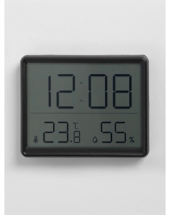 Часы настенные электронные, будильник, термометр, календарь, гигрометр, 7.3×1.5×9.3 см, черные Nobrand