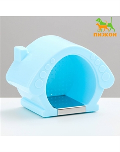 Домик для грызунов охлаждающий, 13.5×9×10.5 см, голубой Пижон