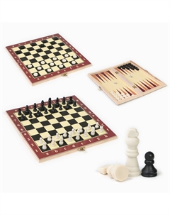 Настольная игра 3 в 1, набор: шахматы, шашки, нарды, 25×25 см Nobrand