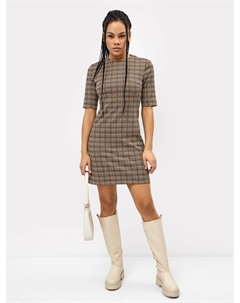 Платье-футляр в мелкую коричневую клетку Mark formelle