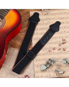 Ремень для гитары, черный с кармашком для медиаторов, 90-145 см, ширина 5 см Music life
