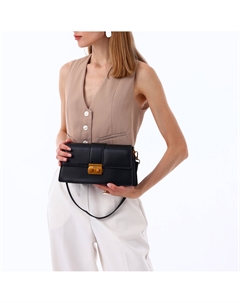 Сумка женская мессенджер на клапане, 26×8.5×14 см, черная Textura