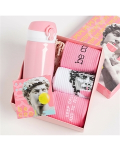 Набор подарочный keep calm, термос, носки 3 пары, размер 36-39 (23-25 см), открытка Kaftan