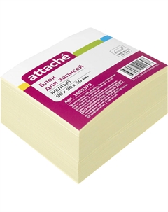 Блок для записей 90x90x50 мм желтый (плотность 80 г/кв.м) Attache
