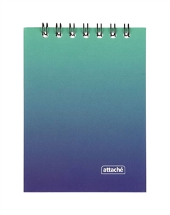 Блокнот Градиент А7 40 листов бирюзовый в клетку гребень УФ-лак (102х74 мм) Attache