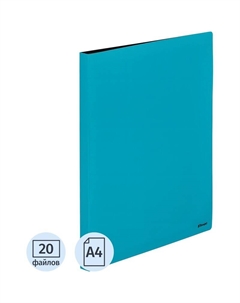 Папка файловая на 20 файлов A4 15 мм голубая с внутренним карманом (толщина обложки 0.8 мм) Комус