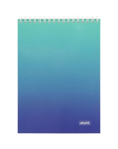 Блокнот Градиент А5 80 листов бирюзовый в клетку гребень УФ-лак (204х146 мм) Attache