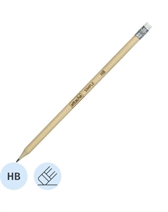 Карандаш чернографитный HB с ластиком заточенный круглый из натурального дерева Attache