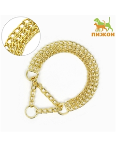 Ошейник - полуудавка, 40 см, трехрядный, толщина проволоки 2 мм, металл, золотистый Пижон