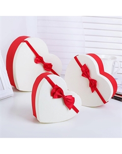 Набор подарочных коробок сердце 3 в 1, алый - белый 21×19×9 - 15.5×14×6 см Upak land