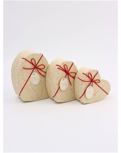 Набор подарочных коробок сердце 3 в 1, бежевый с акцентом, 22×20×9; 18.5×17×7.5; 16×14×6 см Upak land