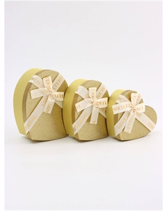 Набор подарочных коробок сердце 3 в 1, золото с бантом Upak land