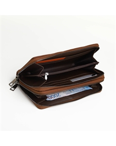 Портмоне-клатч мужской, с ручкой на задней стенке, коричневое Textura