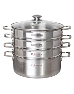 Мантоварка-пароварка 5,0л стеклянная крышка 3 секции Kukmara