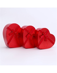 Набор подарочных коробок 3 в 1 сердца, красный, 31×27×13.3; 28×25×11.7; 26×23×10.3 см Upak land