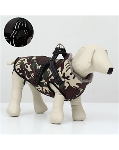 Куртка для собак со шлейкой, размер м, камуфляжная Пижон