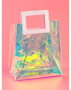 Пакет подарочный из пвх, иридисцентный, белый 20×18×10 см Upak land