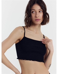 Топ на тонких бретелях черного цвета в рубчик для женщин Mark formelle