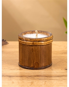 Свеча в бамбуке, 7×7×6 см, 100 мл, бежевая Nobrand