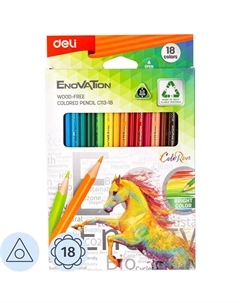 Карандаши цветные Enovation 18 карандашей 18 цветов трехгранные Deli