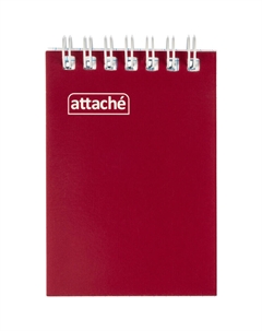 Блокнот А7 60 листов бордовый в клетку на спирали (70х100 мм) Attache