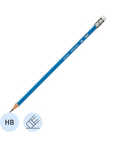 Карандаш чернографитный деревянный HB с ластиком White Ray заточенный трехгранный Attache