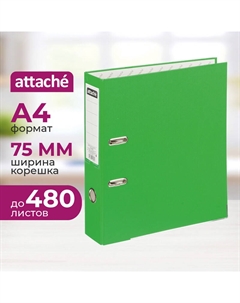 Папка-регистратор A4 75 мм зеленая бумвинил/бумага с защитным уголком Attache