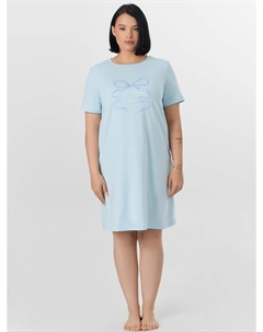 Сорочка ночная женская голубая с принтом и надписью Mark formelle