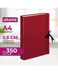 Папка архивная на 2-х завязках А4 35 мм бумвинил до 350 листов красная складная Attache