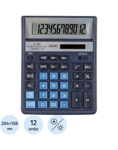 Калькулятор настольный AF-888 12-разрядный синий 204x158x38 мм Attache