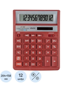 Калькулятор настольный AF-888 12-разрядный красный 204x158x38 мм Attache