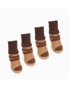 Ботинки высокие для собак с чулком, набор 4 шт., размер 4 (подошва 5×4.5 см), коричневые Nobrand